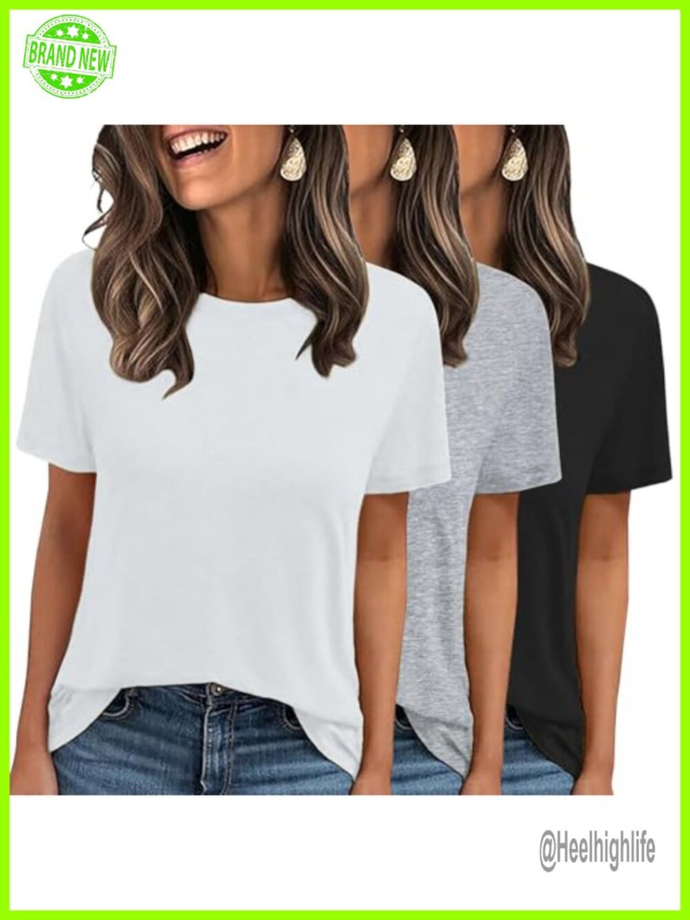 3 Pack Womens Basic T Shirts Short Sleeve Crew Neck Tees Comfy Casual Summer